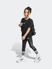 adidas Black Train Essentials Glam T-Shirt and Leggings Sport Set Little Kids - Image 3 of 8