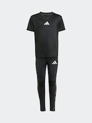 adidas Black Train Essentials Glam T-Shirt and Leggings Sport Set Little Kids - Image 6 of 8