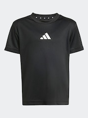adidas Black Train Essentials Glam T-Shirt and Leggings Sport Set Little Kids - Image 7 of 8