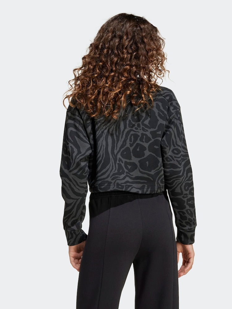 adidas Black Future Icons Cropped Kids Sweatshirt - Image 2 of 6