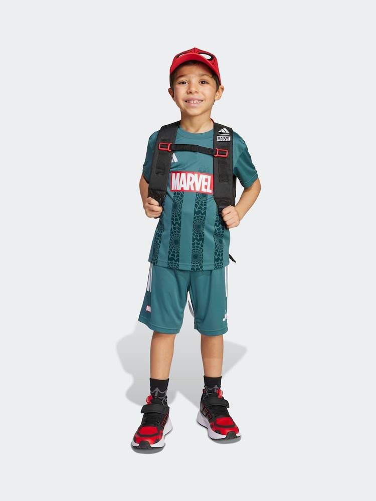 adidas Green Marvel Spider-Man T-Shirt and Shorts Set Little Kids - Image 1 of 8