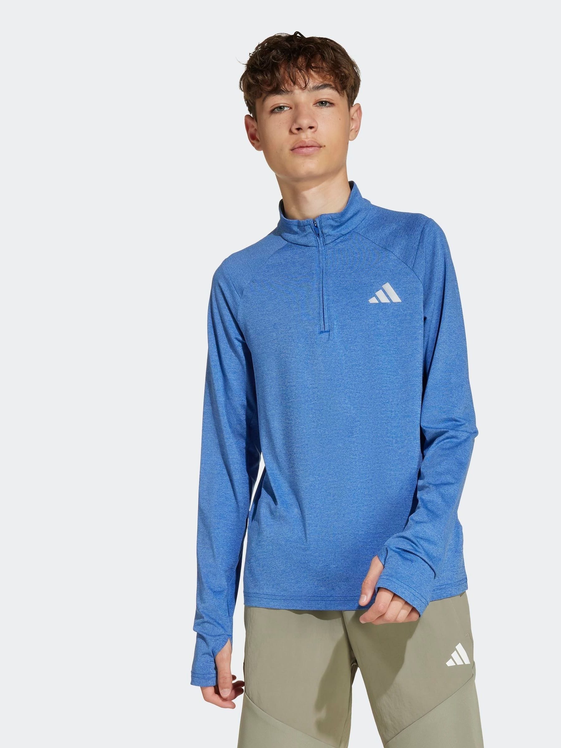Buy adidas Blue All Sports Favourite Quarter Zip Long Sleeve Kids