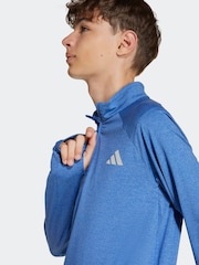 adidas Blue All Sports Favorite 1/4 Zip Long Sleeve Long-Sleeve Top Kids - Image 5 of 6