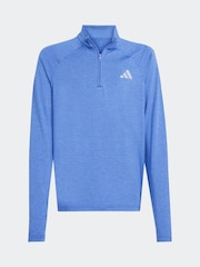 adidas Blue All Sports Favorite 1/4 Zip Long Sleeve Long-Sleeve Top Kids - Image 6 of 6