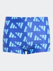 adidas Blue Logo Graphic Swim Boxers Swimshort - Image 1 of 4