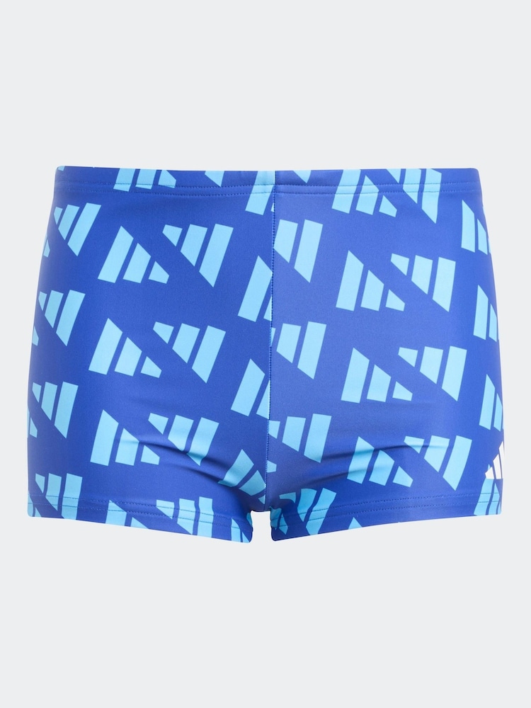 adidas Blue Logo Graphic Swim Boxers Swimshort - Image 1 of 4