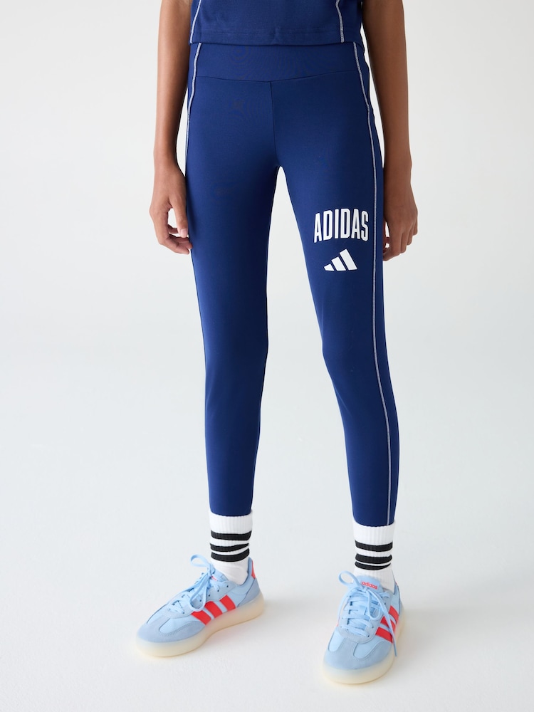 adidas Blue Train Essentials Collegiate Kids Leggings - Image 1 of 5 adidas Blue Train Essentials Collegiate Kids Leggings - Image 1 of 5