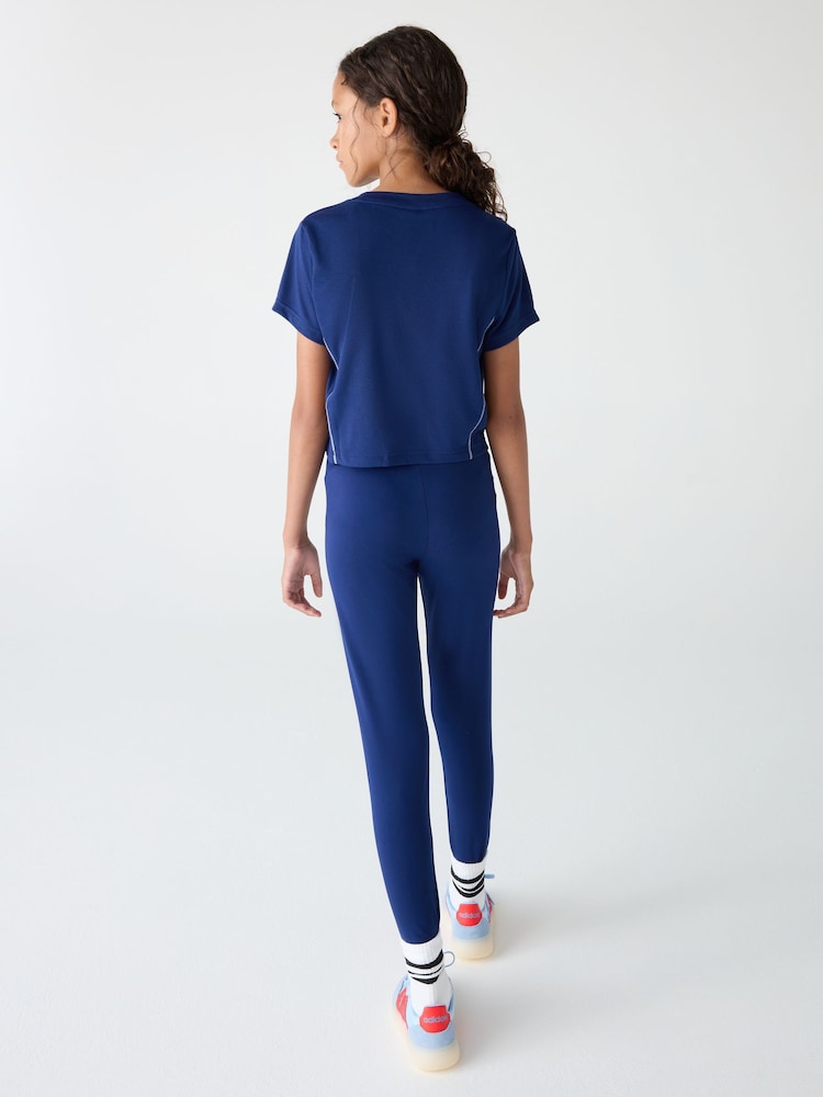 adidas Blue Train Essentials Collegiate Kids Leggings - Image 2 of 5 adidas Blue Train Essentials Collegiate Kids Leggings - Image 2 of 5