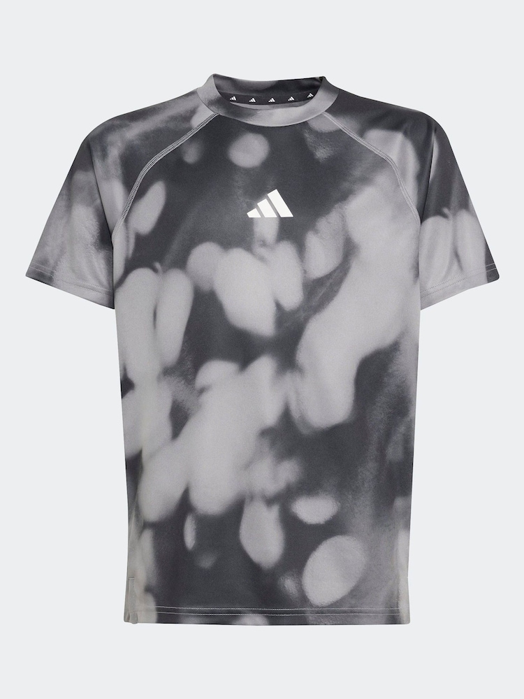 adidas Grey Training T-Shirt With Allover Graphic Kids - Image 1 of 1