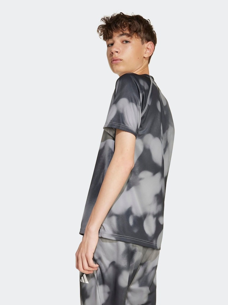 adidas Grey Training T-Shirt With Allover Graphic Kids - Image 2 of 6 adidas Grey Training T-Shirt With Allover Graphic Kids - Image 2 of 6
