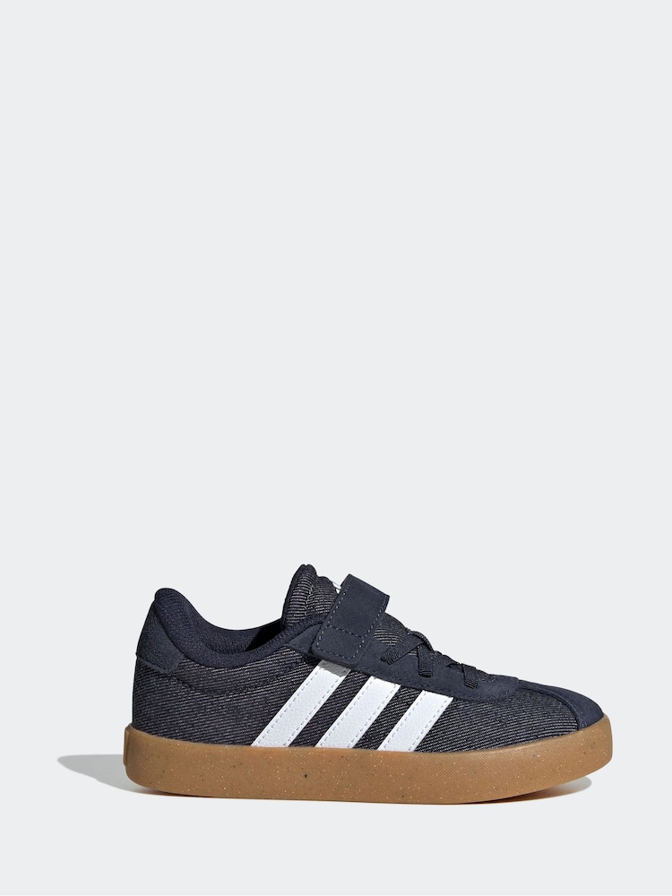 adidas Blue VL Court 3.0 Elastic Lace Kids Trainers - Image 1 of 9 adidas Blue VL Court 3.0 Elastic Lace Kids Trainers - Image 1 of 9