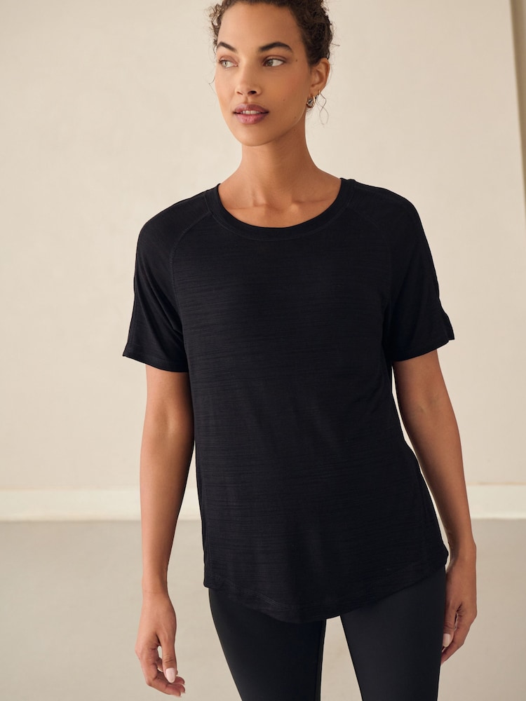 Black Active Crew Neck Lightweight Short Sleeve T-Shirt - Image 1 of 7 Black Active Crew Neck Lightweight Short Sleeve T-Shirt - Image 1 of 7