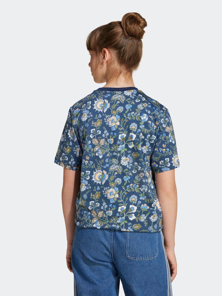 adidas Originals Blue X Liberty London Kids T-Shirt - Image 2 of 5 adidas Originals Blue X Liberty London Kids T-Shirt - Image 2 of 5