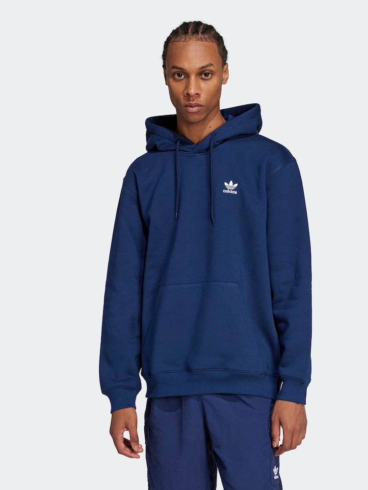 adidas Originals Blue Loose Trefoil Essentials Hoodie - Image 1 of 6