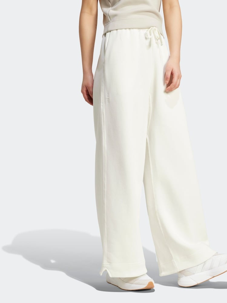 adidas White ALL SZN Fleece Loose Wide Leg Trousers - Image 1 of 6