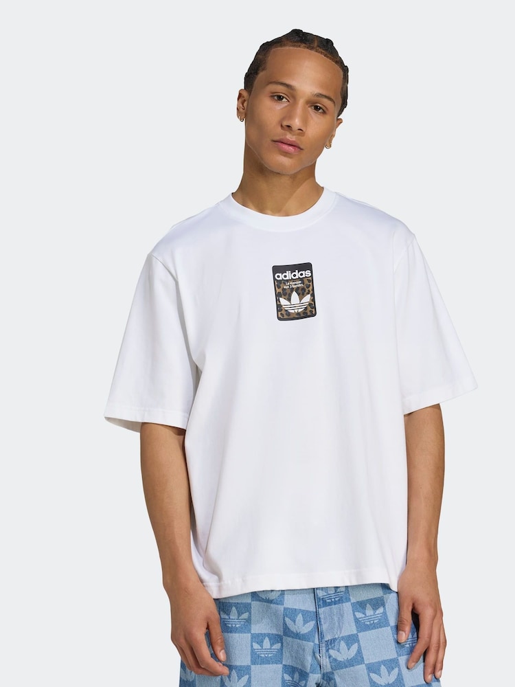 adidas Originals White Oversized Leo T-Shirt - Image 1 of 5