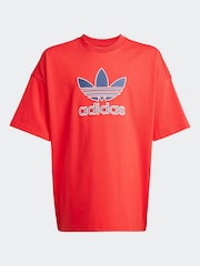 adidas Originals Red Oversize Trefoil T-Shirt - Image 1 of 1