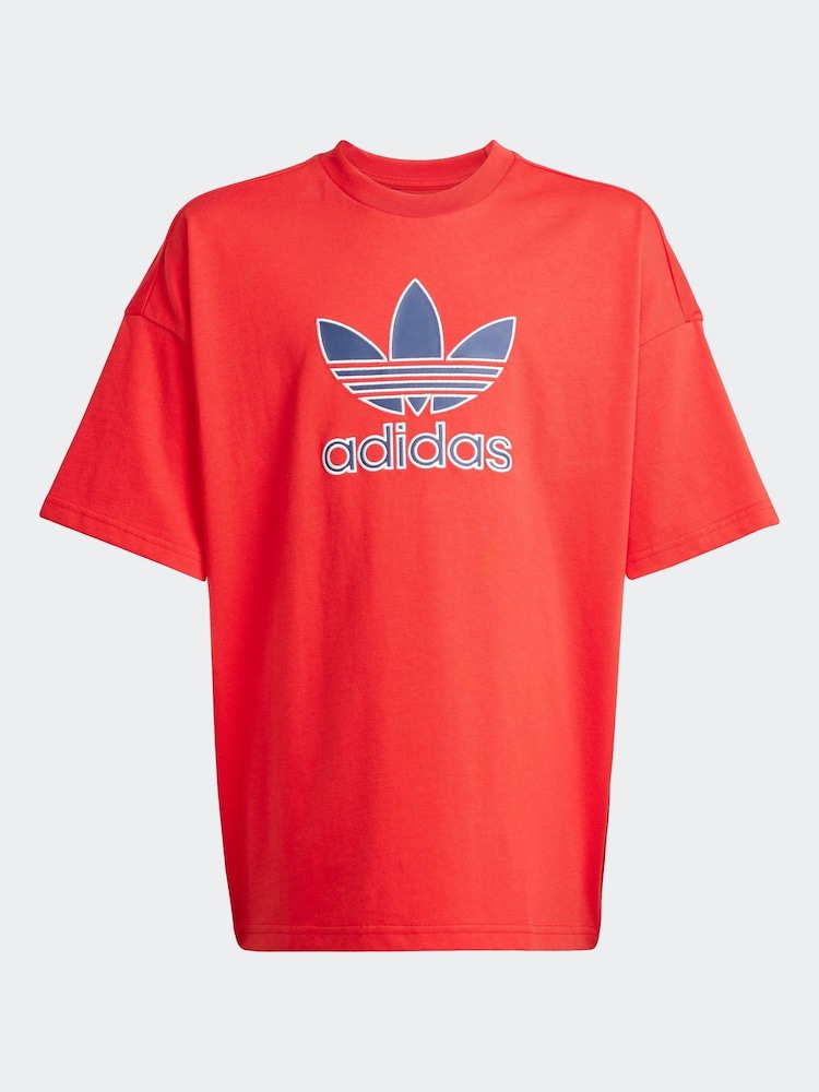 adidas Originals Red Oversize Trefoil T-Shirt - Image 1 of 1
