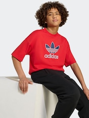 adidas Originals Red Oversize Trefoil T-Shirt - Image 3 of 4