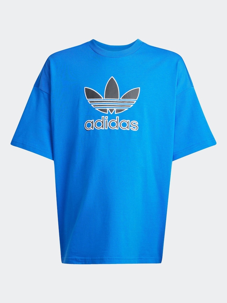 adidas Originals Blue Oversize Trefoil T-Shirt - Image 1 of 1 adidas Originals Blue Oversize Trefoil T-Shirt - Image 1 of 1