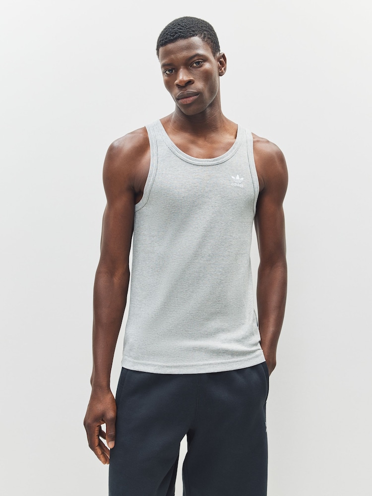 adidas Originals Grey Trefoil Essentials Tank Top - Image 1 of 4 adidas Originals Grey Trefoil Essentials Tank Top - Image 1 of 4