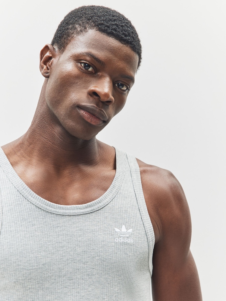 adidas Originals Grey Trefoil Essentials Tank Top - Image 4 of 4 adidas Originals Grey Trefoil Essentials Tank Top - Image 4 of 4