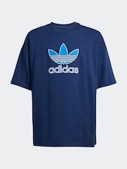 adidas Originals Navy Blue Oversize Trefoil T-Shirt - Image 1 of 1