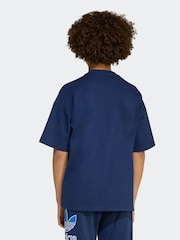 adidas Originals Navy Blue Oversize Trefoil T-Shirt - Image 2 of 6