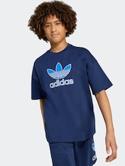adidas Originals Navy Blue Oversize Trefoil T-Shirt - Image 5 of 6