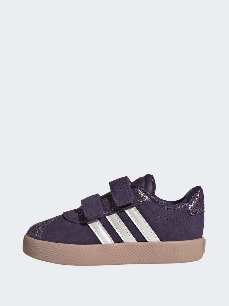 adidas Purple VL Court 3.0 Hook and Loop Kids Trainers - Image 2 of 9 adidas Purple VL Court 3.0 Hook and Loop Kids Trainers - Image 2 of 9