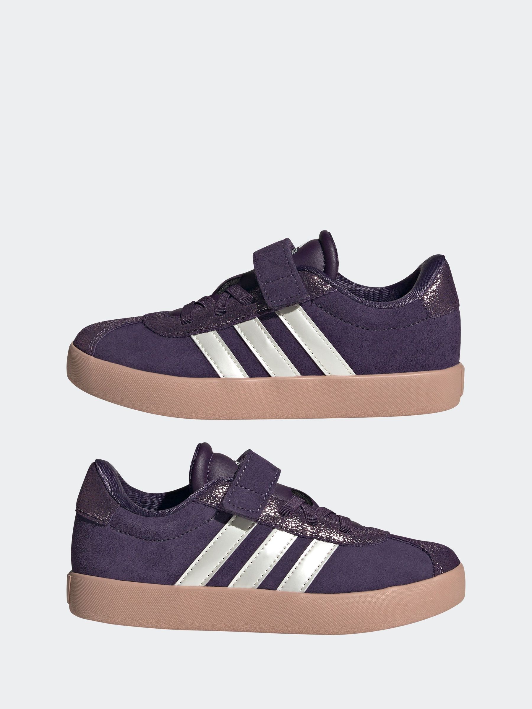 Buy adidas Purple VL Court 3.0 Elastic Lace Kids Trainers from