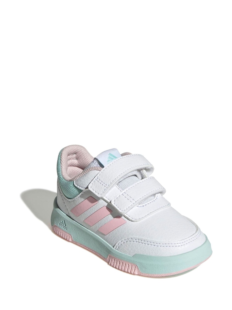 adidas White White/Pink Tensaur Sport Hook and Loop Trainers - Image 1 of 9