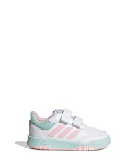 adidas White White/Pink Tensaur Sport Hook and Loop Trainers - Image 2 of 9