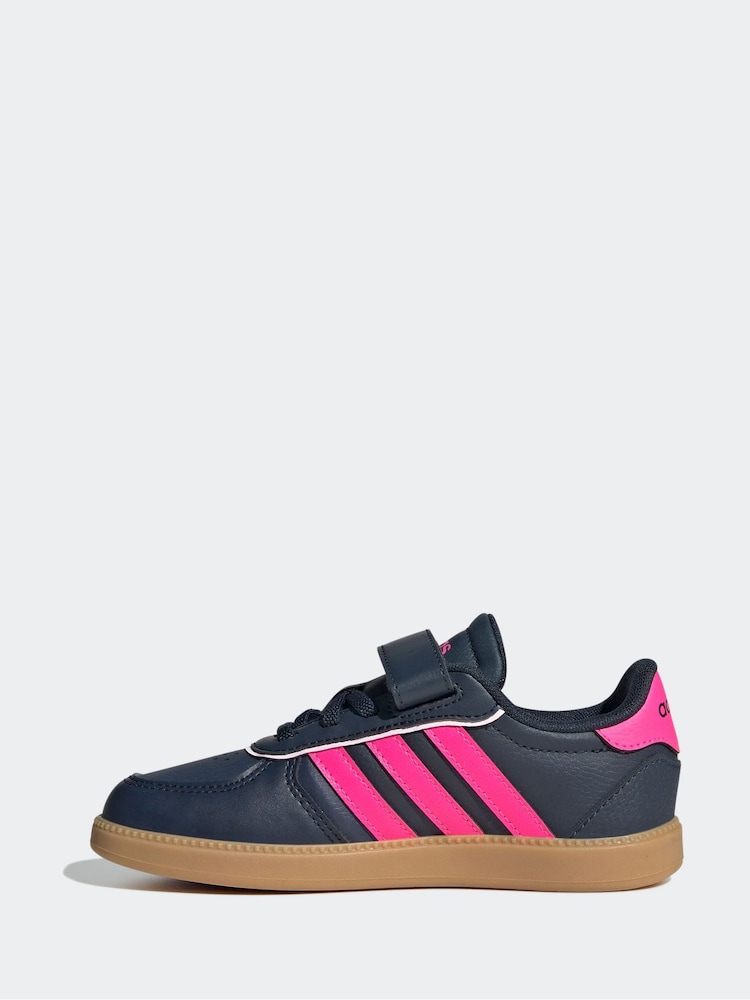 Buy adidas Navy/Pink Breaknet Sleek Elastic Lace Kids Trainers