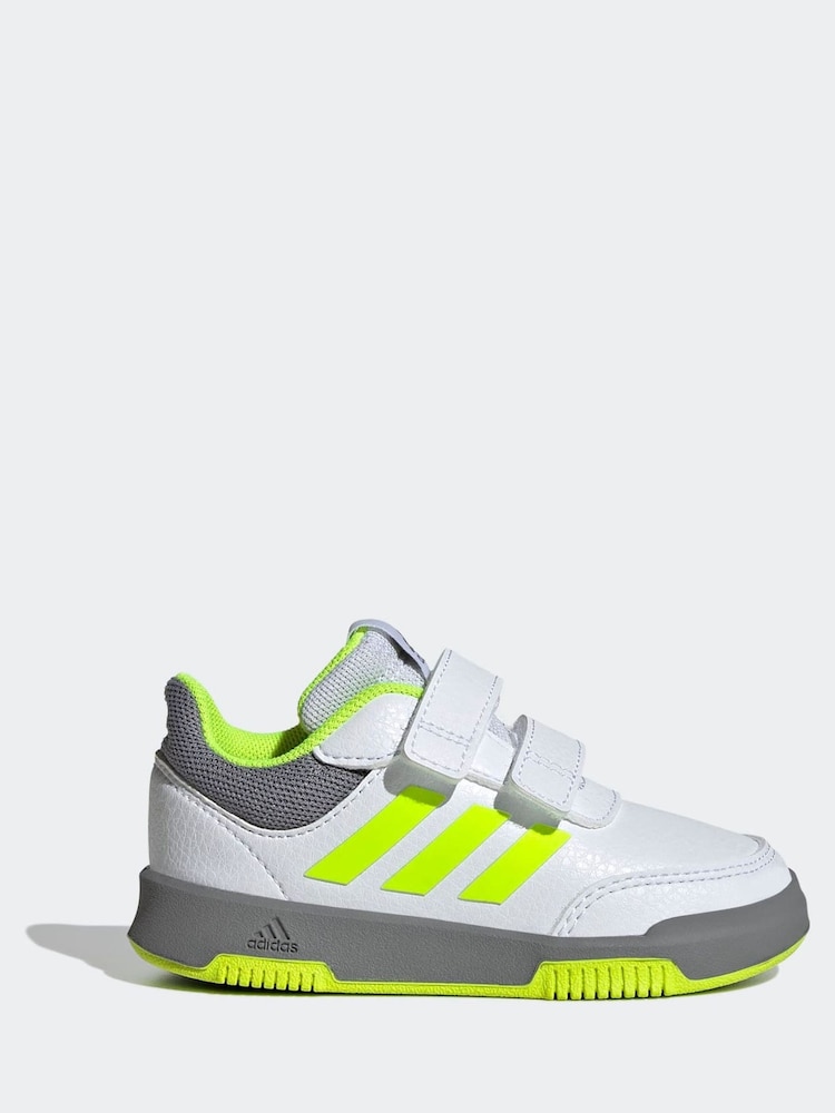adidas White/Green/Grey Tensaur Hook and Loop Infant Trainers - Image 1 of 9