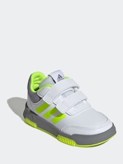 adidas White/Green/Grey Tensaur Hook and Loop Infant Trainers - Image 3 of 9