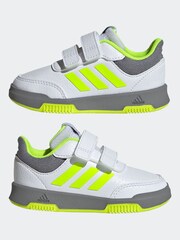 adidas White/Green/Grey Tensaur Hook and Loop Infant Trainers - Image 5 of 9