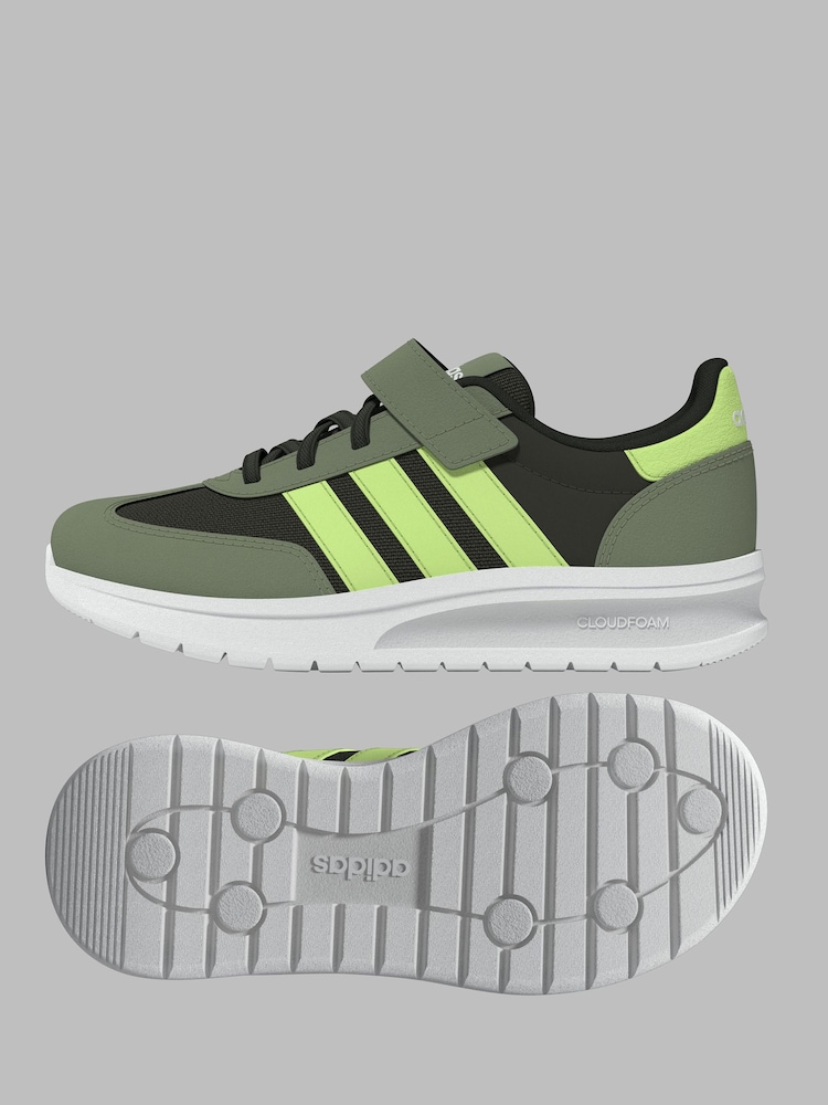 adidas Khaki/Green Run 70s 2.0 Elastic Lace Kids Trainers - Image 2 of 5