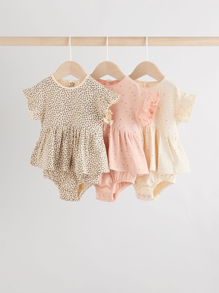 Animal Printed Baby 100% Cotton Rompers 3 Pack - Image 1 of 11