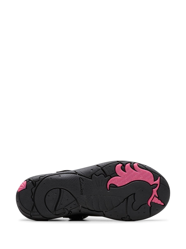 Clarks Black Leather Wide Fit (G) Younger Girls Relda Wish Mary Jane Shoes - Image 2 of 2