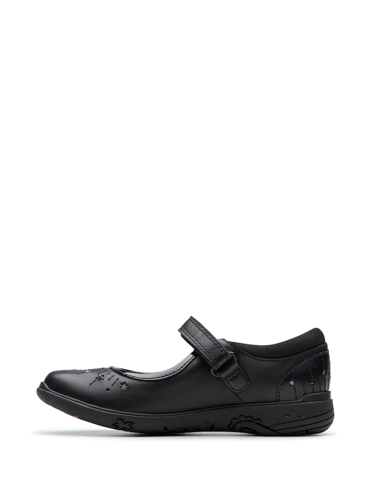 Clarks Black Leather Extra Wide Fit (H) Younger Girls Relda Wish Mary Jane Shoes - Image 2 of 6 Clarks Black Leather Extra Wide Fit (H) Younger Girls Relda Wish Mary Jane Shoes - Image 2 of 6