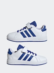 adidas White/Blue Grand Court 2.0 El C Trainers - Image 3 of 9