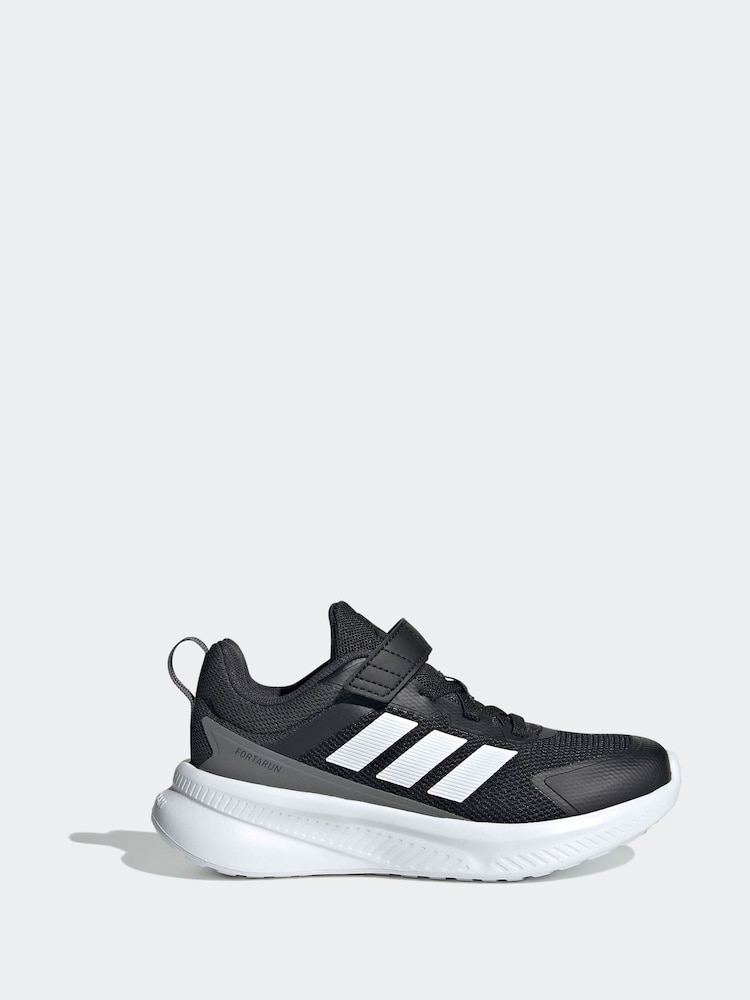 adidas Black/White Fortarun 4.0 Hook and Loop Kids Trainers - Image 1 of 9