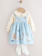 Blue Character Baby Pinafore Long Sleeve Bodysuit & Tights Set (0mths-2yrs) - Image 1 of 10