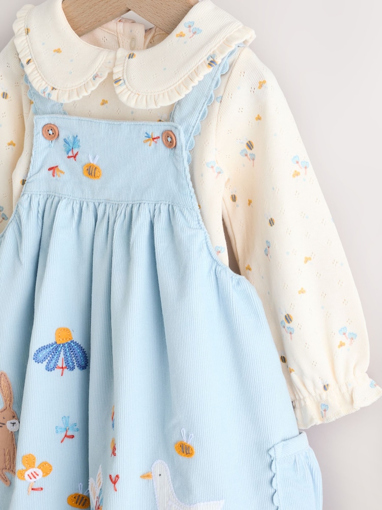 Blue Character Baby Cord Pinafore Long Sleeve Bodysuit & Tights Set (0mths-2yrs) - Image 10 of 10