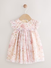 Pink Floral Mesh Baby Dress (0mths-2yrs) - Image 1 of 7