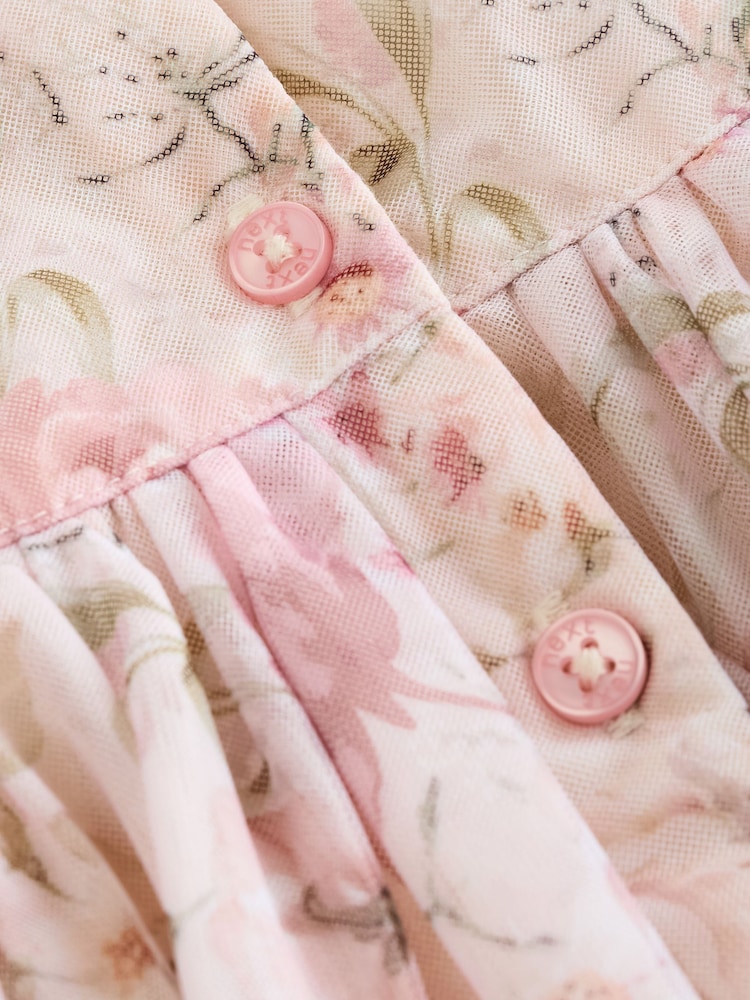 Pink Floral Mesh Baby Dress (0mths-2yrs) - Image 5 of 7