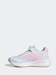 adidas White/Pink Runfalcon 5 Elastic Lace Running Kids Trainers - Image 2 of 9