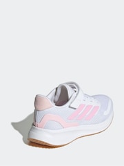 adidas White/Pink Runfalcon 5 Elastic Lace Running Kids Trainers - Image 4 of 9