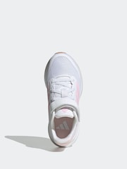 adidas White/Pink Runfalcon 5 Elastic Lace Running Kids Trainers - Image 6 of 9